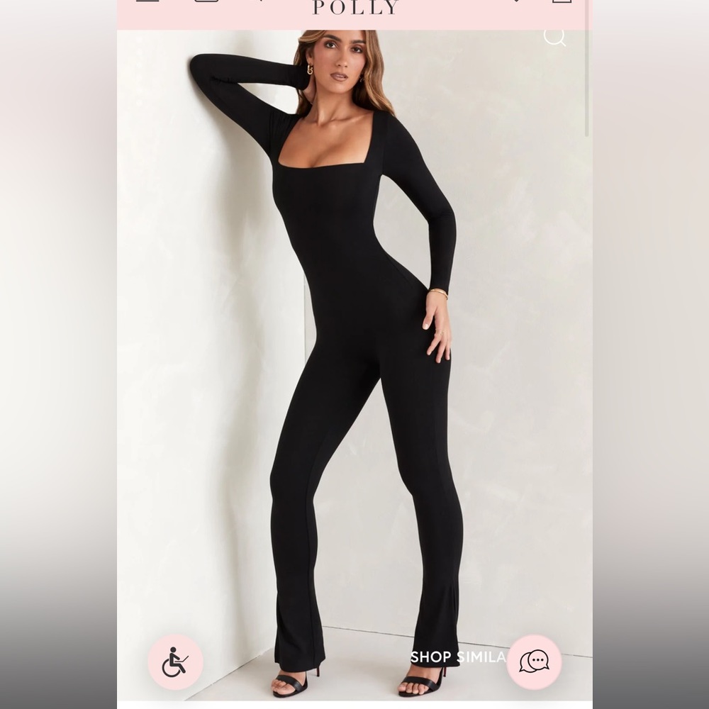 Oh polly Jett long sleeve jumpsuit in black